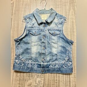 Grace Blue Embroidered Denim Vest